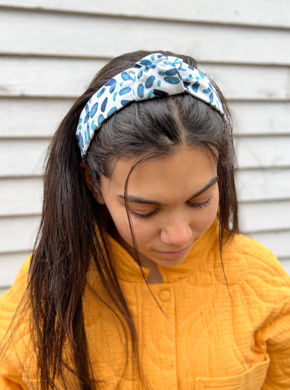 Top Knot Printed Headband - Blue Brush Strokes by Ash & Rose