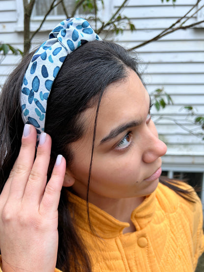 Top Knot Printed Headband - Blue Brush Strokes by Ash & Rose