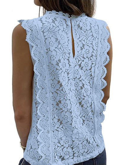 Original Lace Solid Color Loose Vest Top by migunica