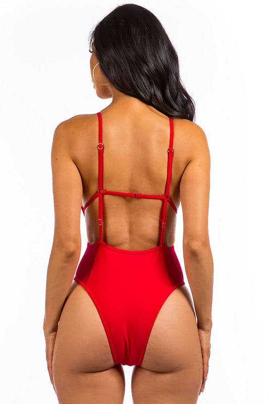 ONE PIECE SWIMWEAR WITH SEE THROUGH SIDES