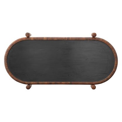 2 Piece Oval Acacia Wood and Metal Nesting Coffee Table by Blak Hom