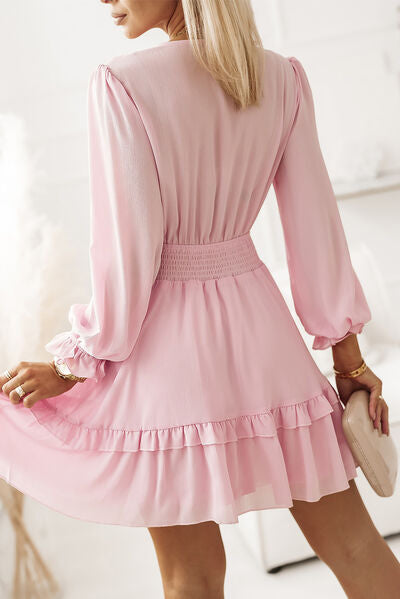 Tied Flounce Sleeve Mini Dress by BlakWardrob