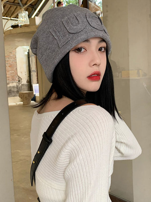 Original Simple 5 Colors Letter Applique Knitting Hat by migunica