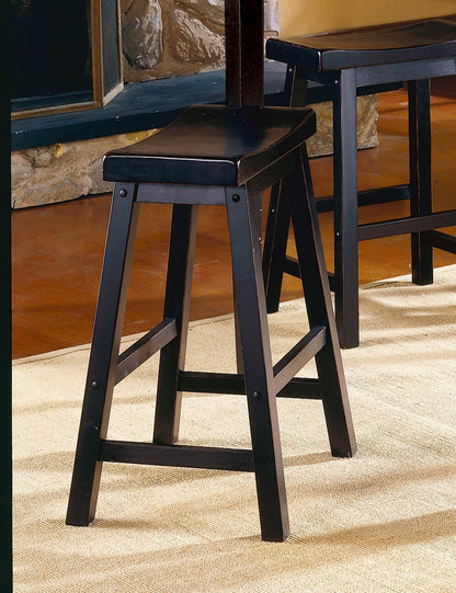 Black Finish 24-inch Counter Height Stools Set of 2pc Saddle Seat Solid Wood Casual Dining Home Furniture