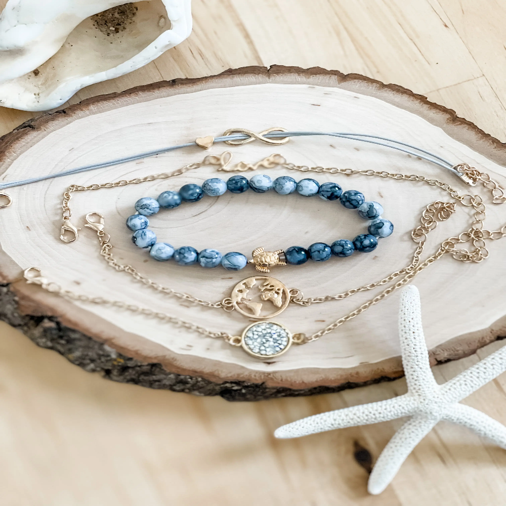 "Ocean World" 5-Piece Bracelet Set by Fashion Hut Jewelry