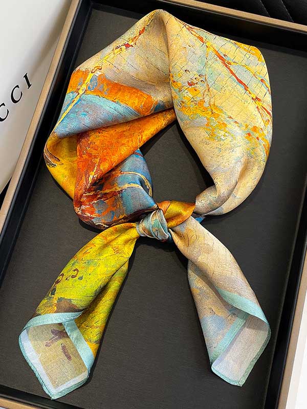 Vintage Floral Printed Silk Scarf by migunica