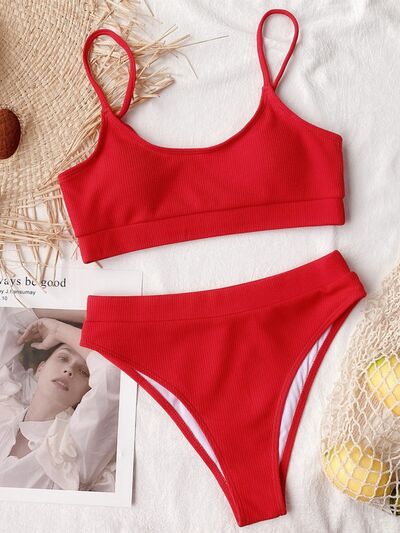 Scoop Neck Spaghetti Strap Two-Piece Swim Set by BlakWardrob