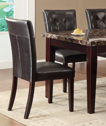 Button-Tufted Side Chairs Set of 2pc Wood Frame Espresso Finish Dining Furniture