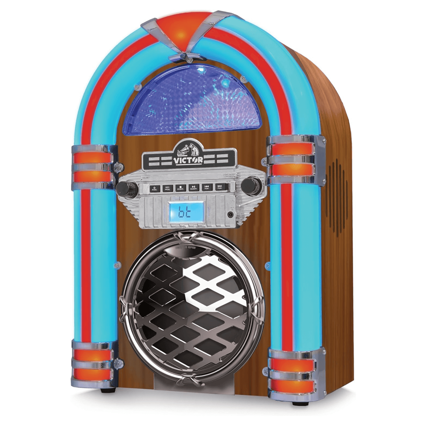 Victor Broadway II Desktop CD Jukebox with Multi-Color LED Lighting and FM Radio by Jupiter Gear Home