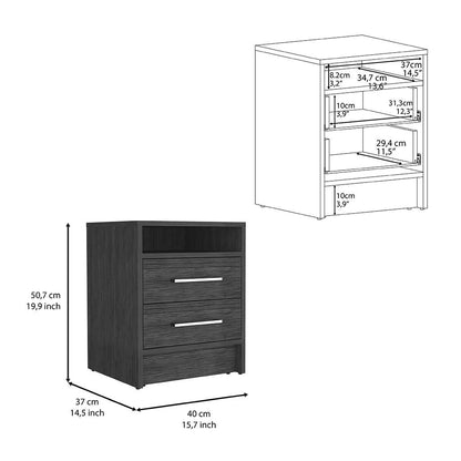 Nightstand Cartiz, Two Drawers, Smokey Oak Finish