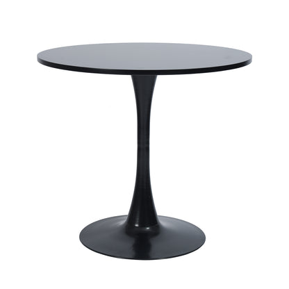 Modern 31.5" Dining Table with Round Top and Pedestal Base in bLack color