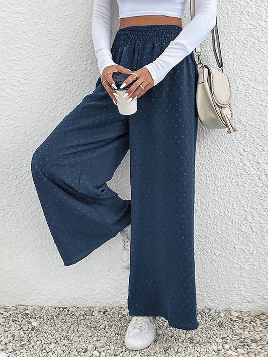 Wide Leg Elasticity Jacquard Pants Trousers by migunica