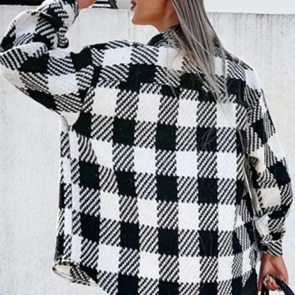 The Courtney | Black & White Plaid Textured Shacket by Babs+Birdie