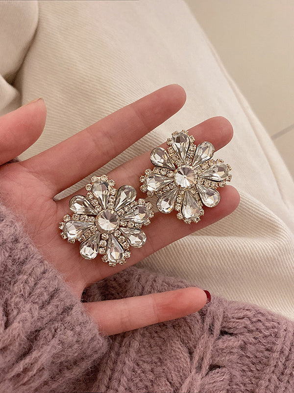 Urban Rhinestone Floral Earrings Accessories by migunica