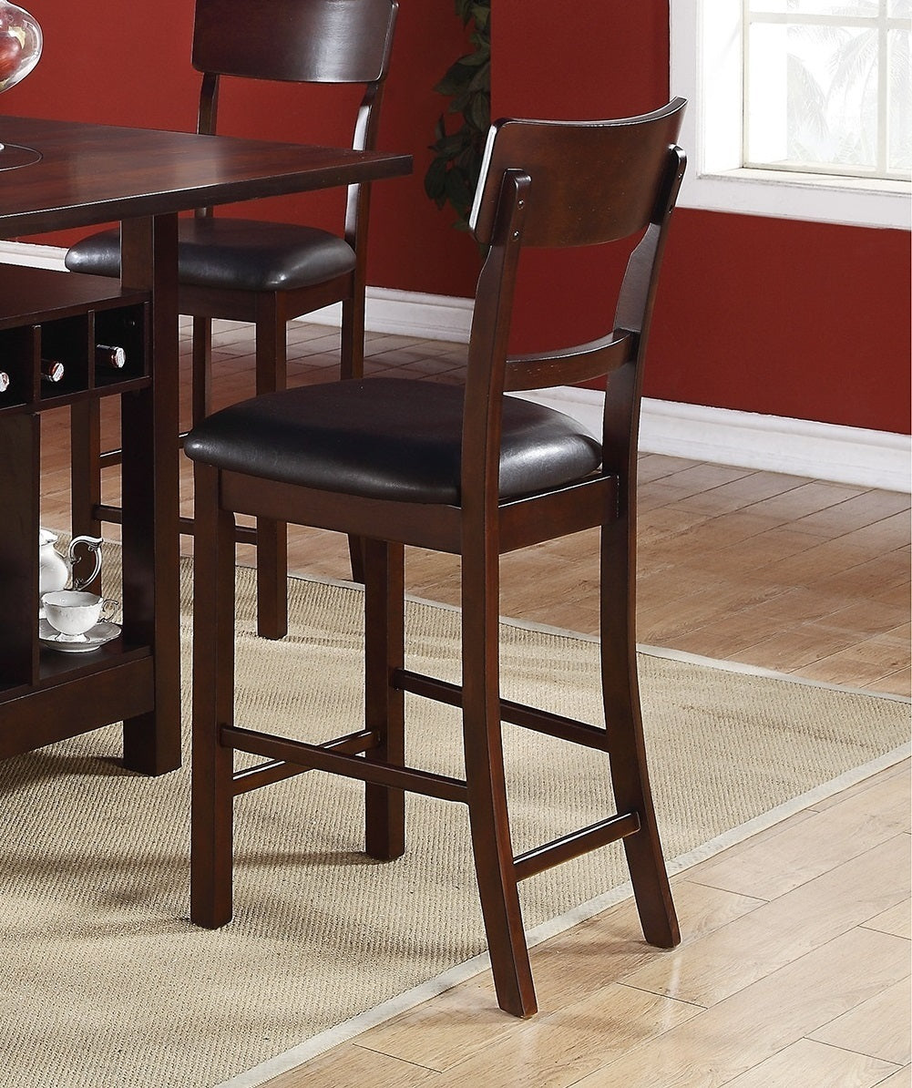 Set of 2 Chairs Dining Room Furniture Dark Brown Cushioned Solid wood Counter Height Chairs