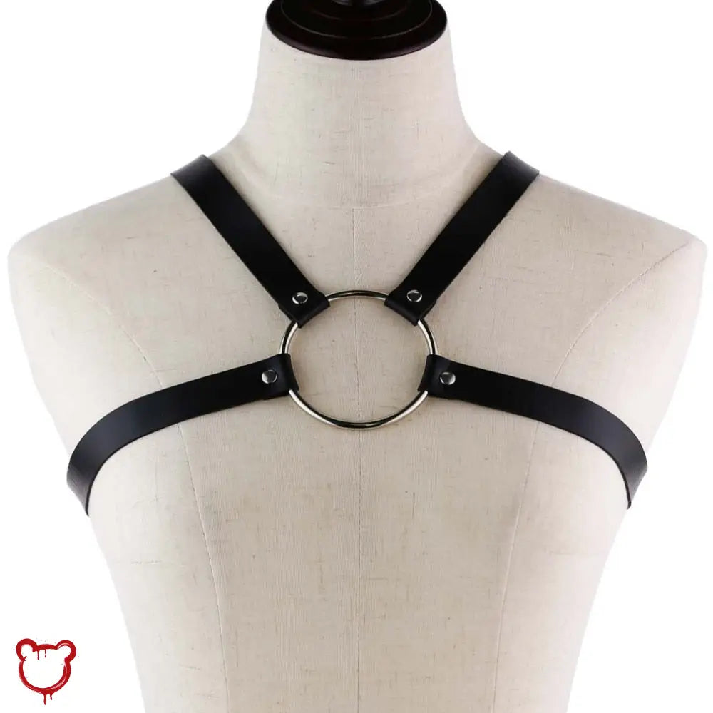 "Faux Leather O-Ring Harness - Black" by The Cursed Closet