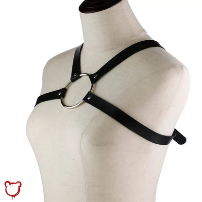 "Faux Leather O-Ring Harness - Black" by The Cursed Closet