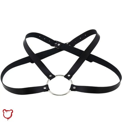 "Faux Leather O-Ring Harness - Black" by The Cursed Closet