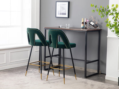 Set of 2 Modern Contemporary Velvet Upholstered Bar Stools by Blak Hom