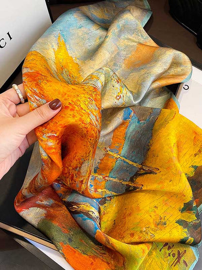 Vintage Floral Printed Silk Scarf by migunica