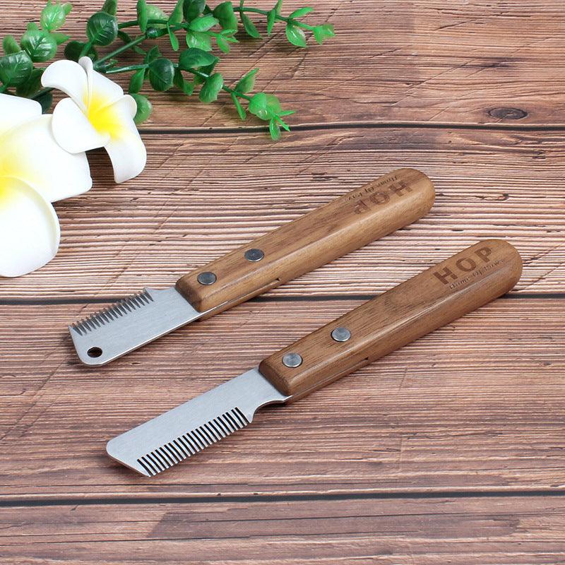 Pet Plucking Knife Comb Wooden Handle Terrier Dog Supplies Pet Shaving Knife Styling Grooming Comb by Dog Hugs Cat