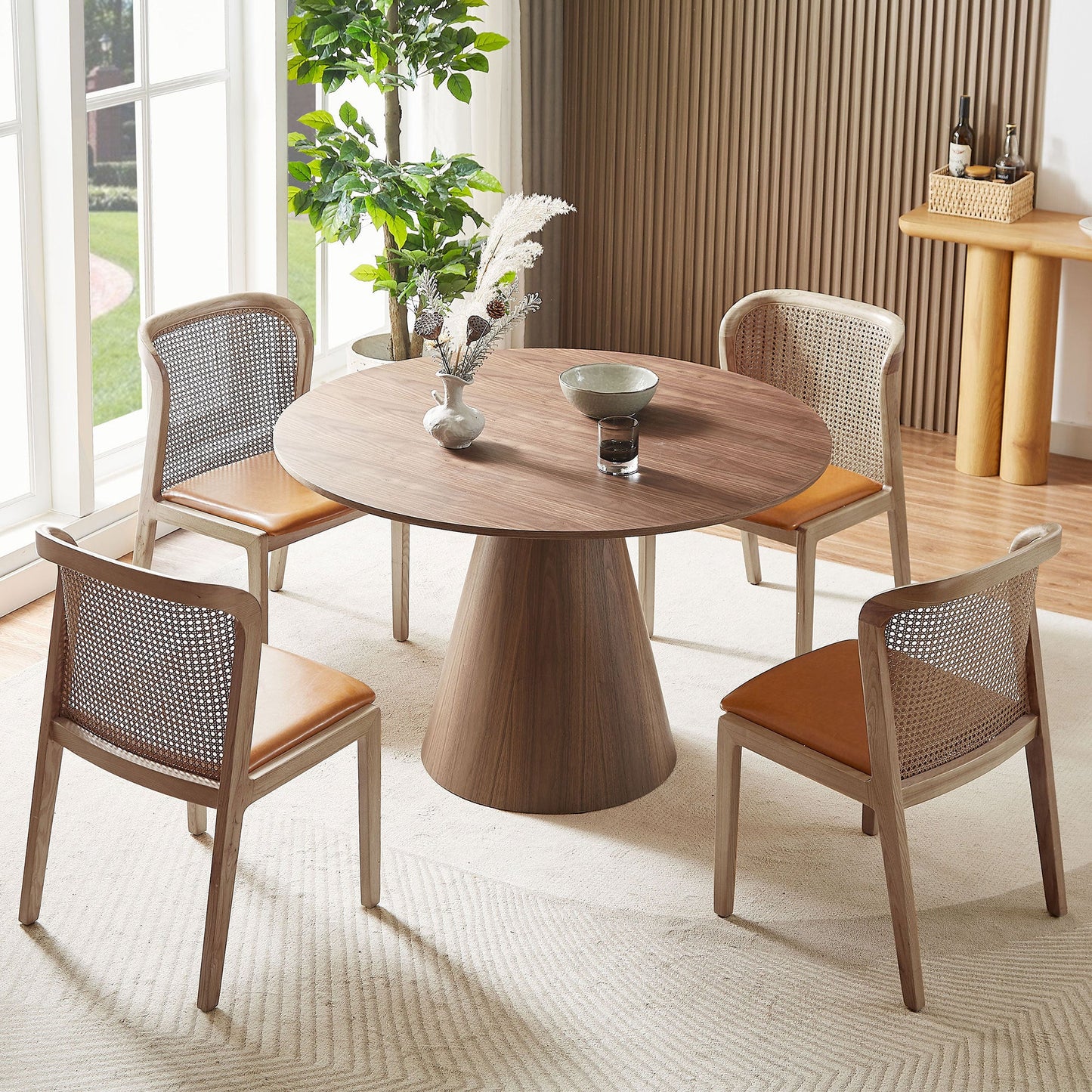 Round Modern Walnut Dining Table by Blak Hom