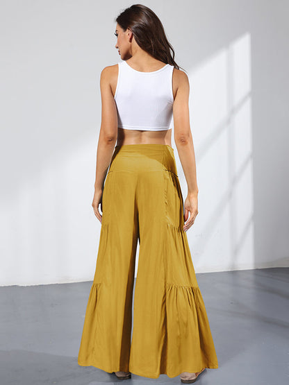 11 Colors Simple High Waisted Solid Color Casual Wide Leg Pants by migunica