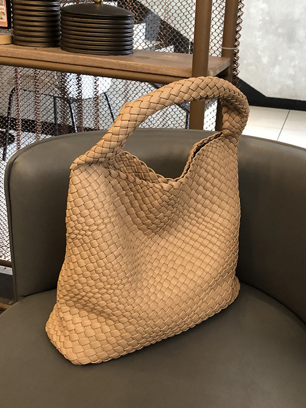 Solid Color Woven Bags Handbags by migunica