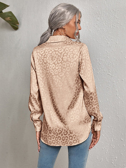 Urban Leopard Long Sleeves Lapel Blouse by migunica