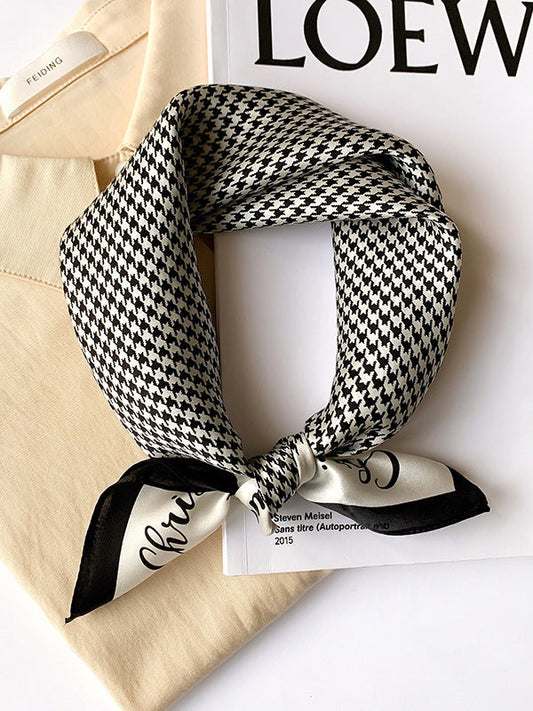 Square Houndstooth Letter Print Scarf by migunica