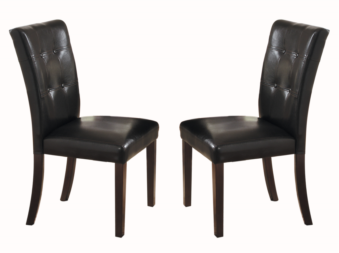 Button-Tufted Side Chairs Set of 2pc Wood Frame Espresso Finish Dining Furniture