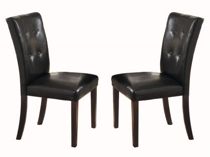 Button-Tufted Side Chairs Set of 2pc Wood Frame Espresso Finish Dining Furniture