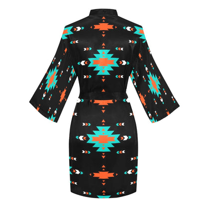 Orange Turquoise Women's Lounge Kimono Robe by Baha Ranch Western Wear