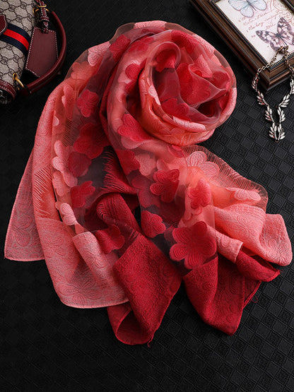 Original Floral Sun-Protection Silk Scarf by migunica