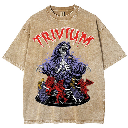 Trivium Unisex Printed Retro Washed Short Sleeved T-Shirt by migunica