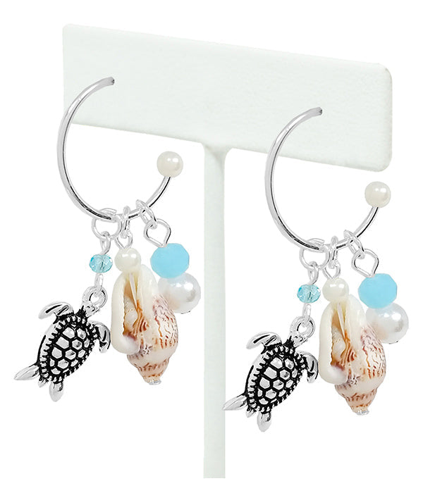 Turtle Shell Hoop Earrings by Fashion Hut Jewelry