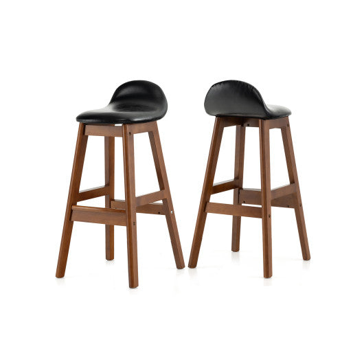 27.5 Inch Set of 2 Upholstered PU Leather Barstools with Back Cushion-Brown by VYSN