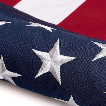 This Folded Memorial Flag American US Cotton Flag 5'x9.5' Premium 100% Cotton For Veteran, Embroidered Stars, Sewn Stripes, 4 Rows of Lock Stitching, Brass Grommets USA Burial Casket Flags by The Military Gift Store