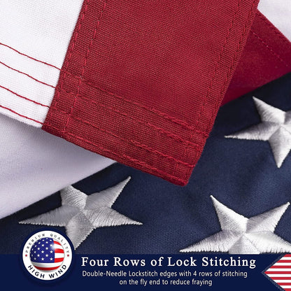 This Folded Memorial Flag American US Cotton Flag 5'x9.5' Premium 100% Cotton For Veteran, Embroidered Stars, Sewn Stripes, 4 Rows of Lock Stitching, Brass Grommets USA Burial Casket Flags by The Military Gift Store