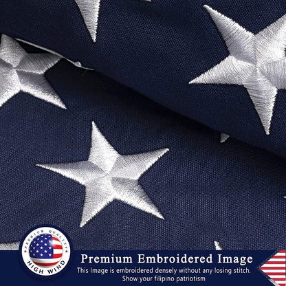 This Folded Memorial Flag American US Cotton Flag 5'x9.5' Premium 100% Cotton For Veteran, Embroidered Stars, Sewn Stripes, 4 Rows of Lock Stitching, Brass Grommets USA Burial Casket Flags by The Military Gift Store