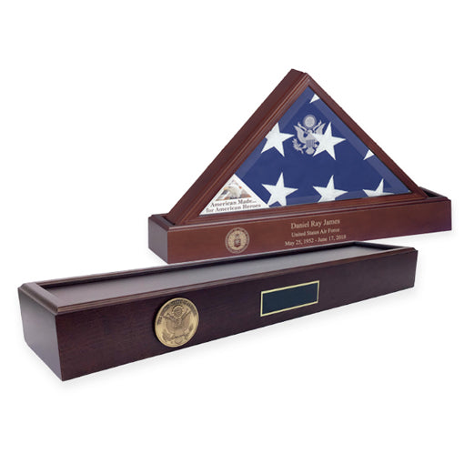 Flag and Personalized Pedestal Display Case by The Military Gift Store