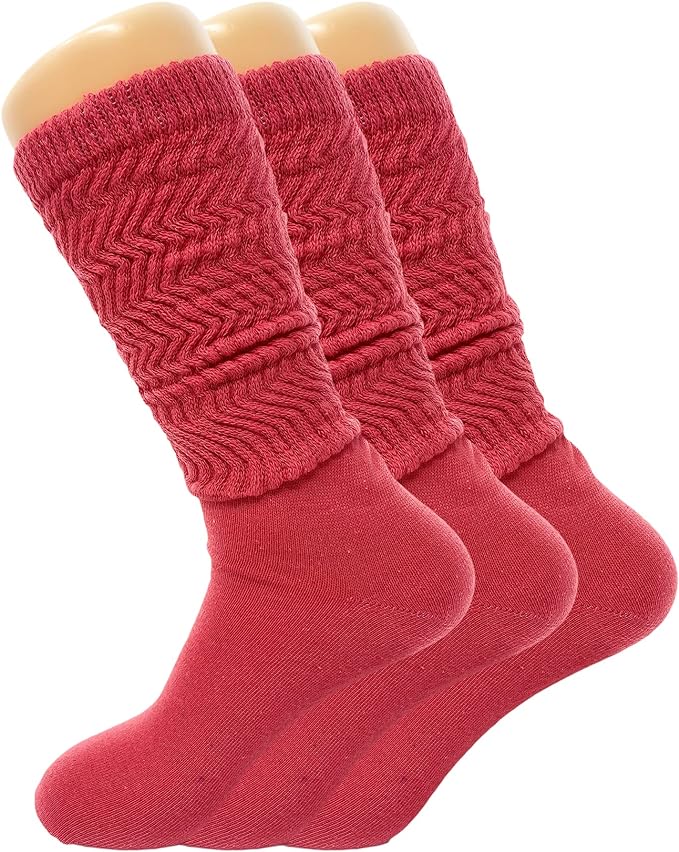 Women's Slouch Knee High Socks, 3 Pairs, Size 9-11, Soft and Breathable by Mars Outlet Store LLC