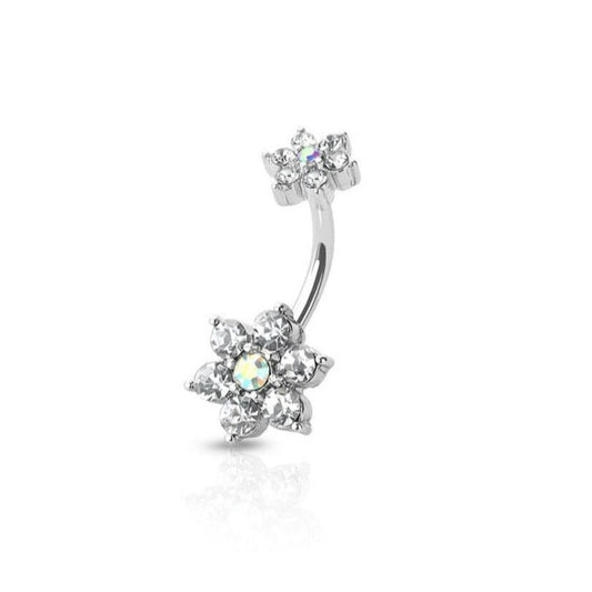 316L Stainless Steel Flower Burst Navel Ring by Fashion Hut Jewelry