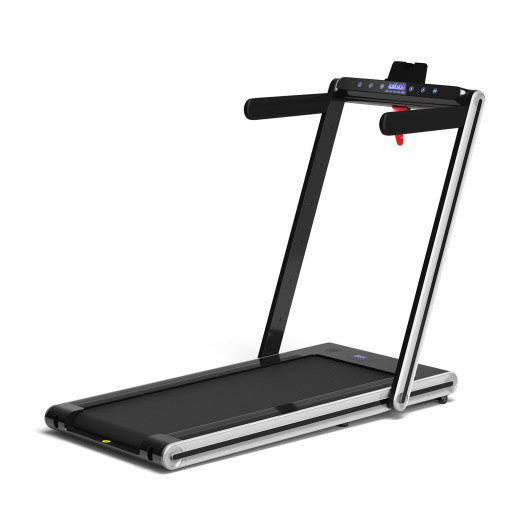 2-in-1 Folding Treadmill with Dual LED Display-Silver by VYSN