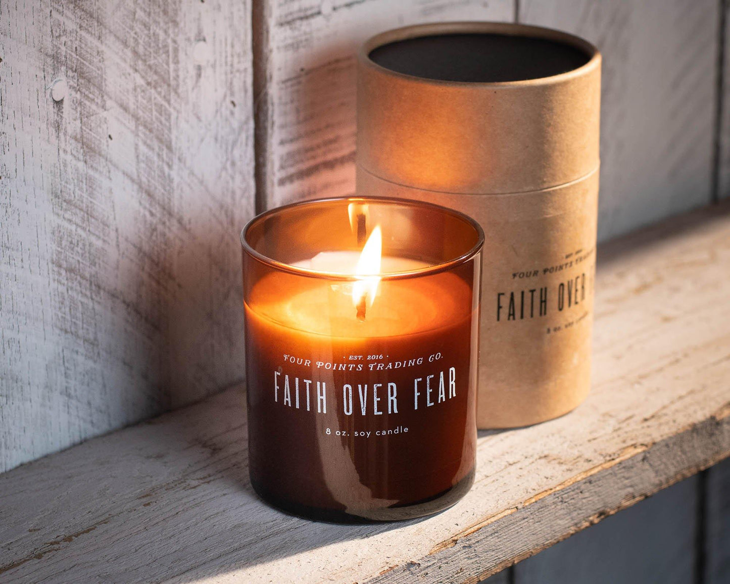 Faith Over Fear 8oz Soy Candle by Four Points Trading Co.