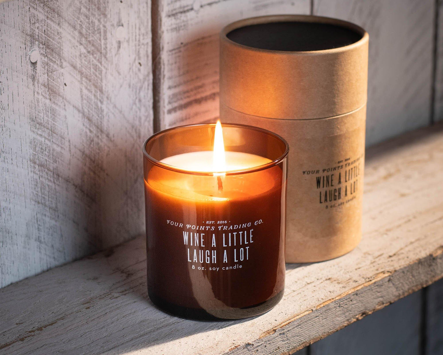 Wine A Little, Laugh A Lot 8oz Soy Candle by Four Points Trading Co.