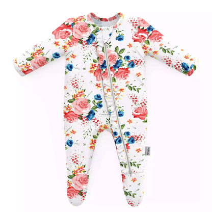 FRENCH FLORAL FOOTED JAMMIES by Milk Snob