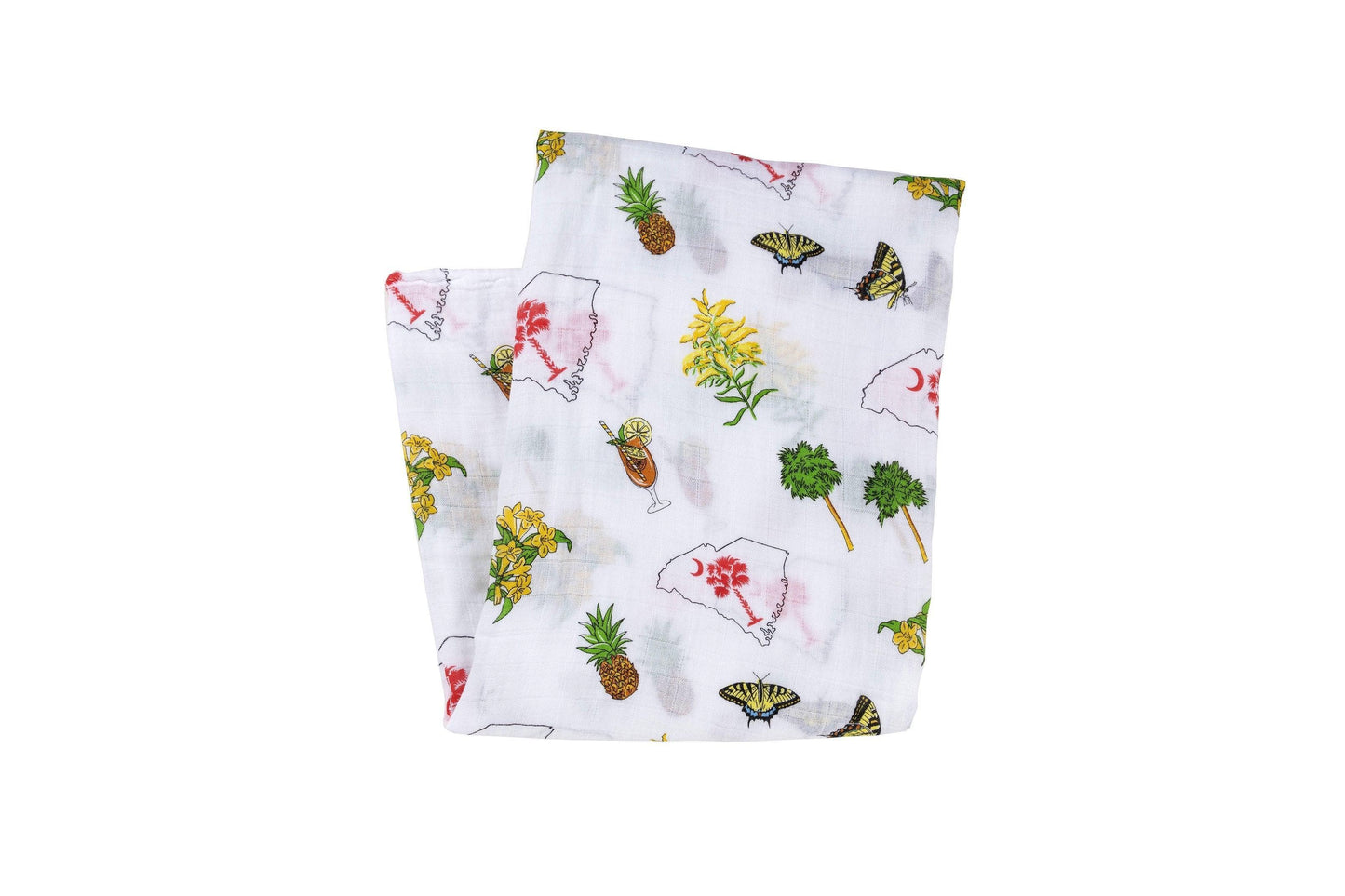 Gift Set: South Carolina Girl Baby Muslin Swaddle Blanket and Burp Cloth/Bib Combo by Little Hometown