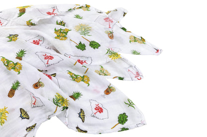 Gift Set: South Carolina Girl Baby Muslin Swaddle Blanket and Burp Cloth/Bib Combo by Little Hometown