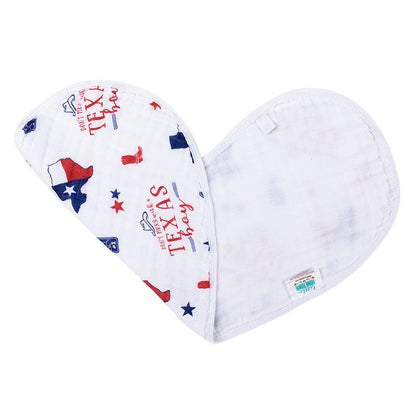 Gift Set: Texas Baby Boy Muslin Swaddle Blanket and Burp Cloth/Bib Combo by Little Hometown